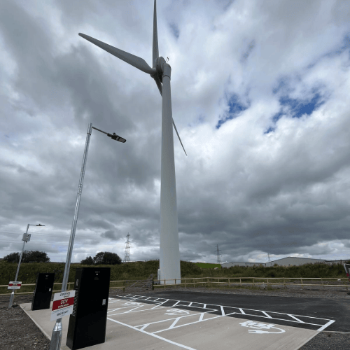 Infinite develops one of the first wind turbine-powered charging stations in the UK